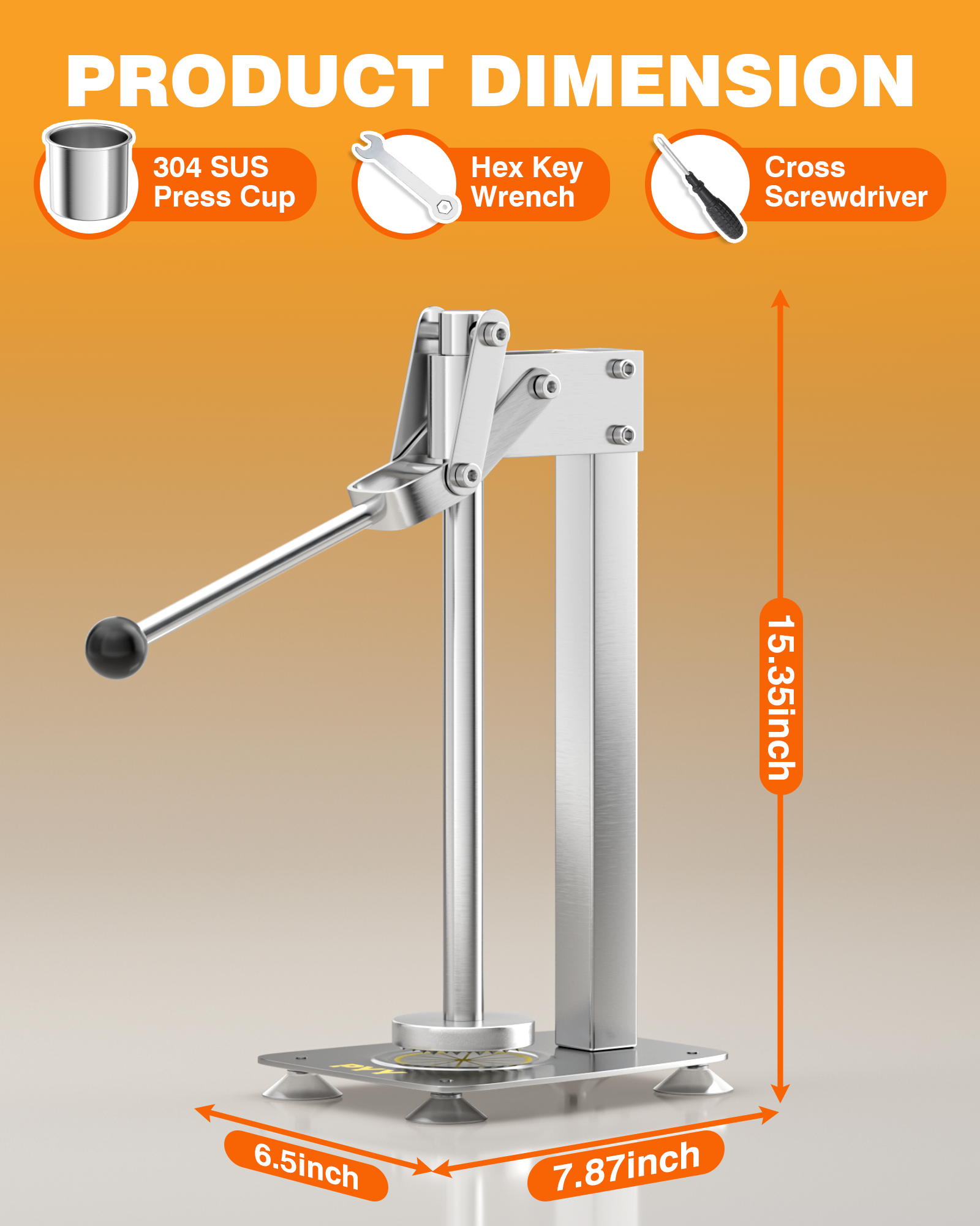 PYY Lemon Smasher - 2s Fast Press Lemon Squeezer, Heavy Duty Stainless Steel Lemon Muddler with Anti-Slip Silicone Handle for Citrus Orange Lime Nuts