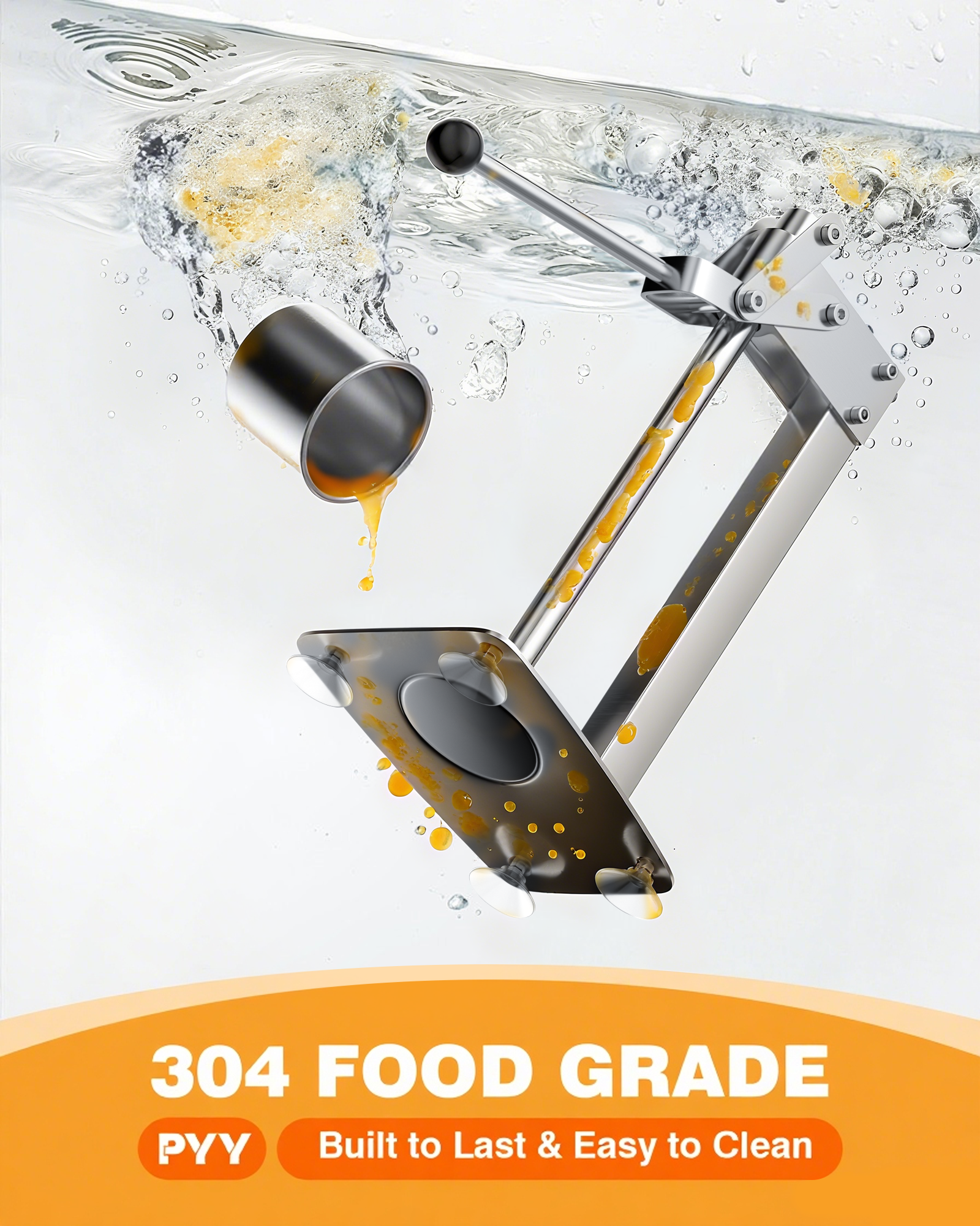 PYY Lemon Smasher - 2s Fast Press Lemon Squeezer, Heavy Duty Stainless Steel Lemon Muddler with Anti-Slip Silicone Handle for Citrus Orange Lime Nuts