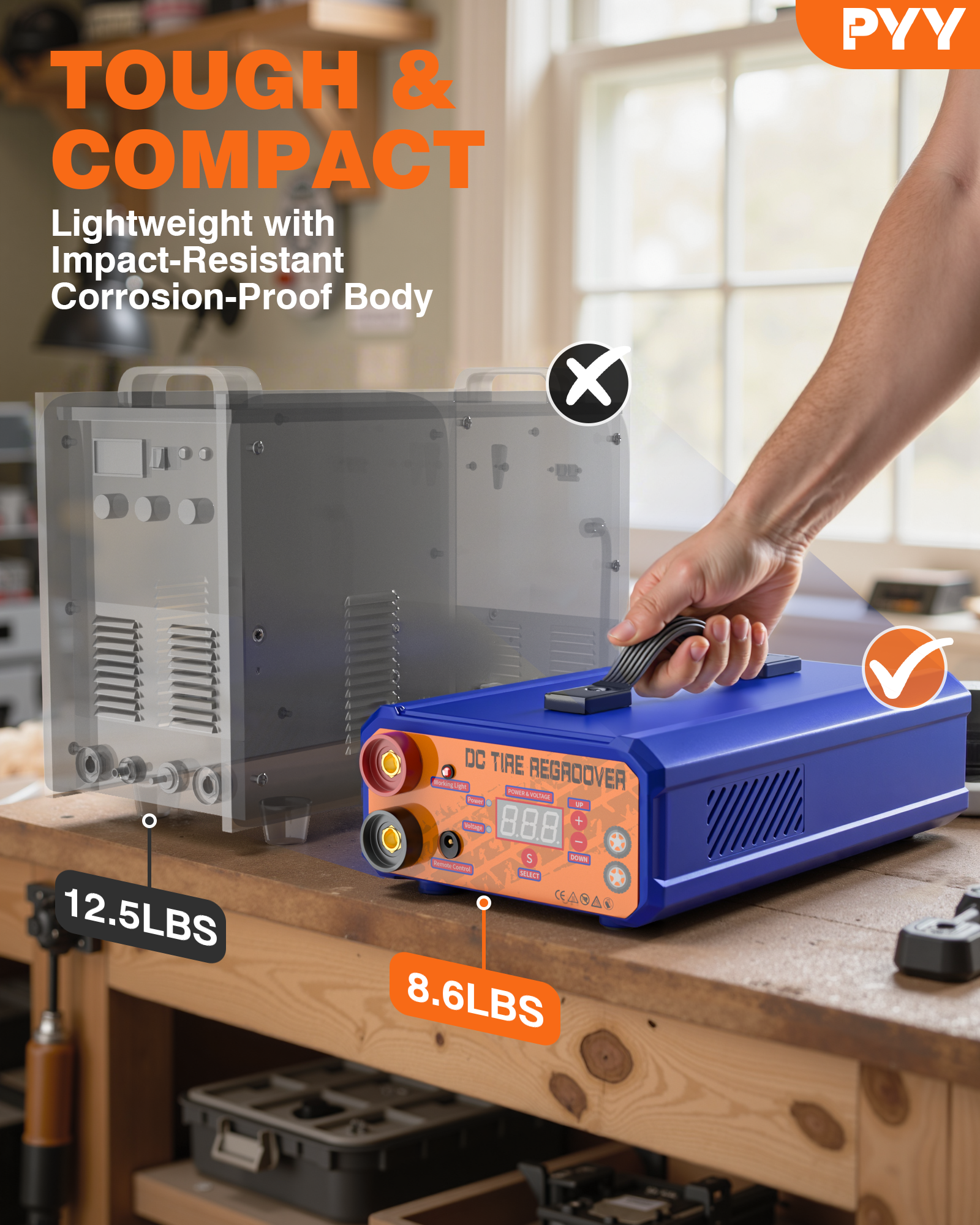 PYY Tire Grooving Tool - 1000W Fast Heating Upgraded Tire Groover Machine,30 Pcs U&V Blades, Adjustable Temp,Portable Lightweight Rubber Tire Cutter Tire Grooving Iron for Off-Road Truck Car, Black